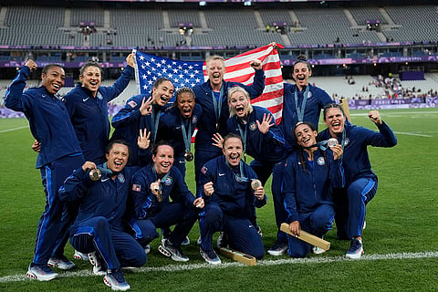 United States Rugby Sevens team with their bronze medals